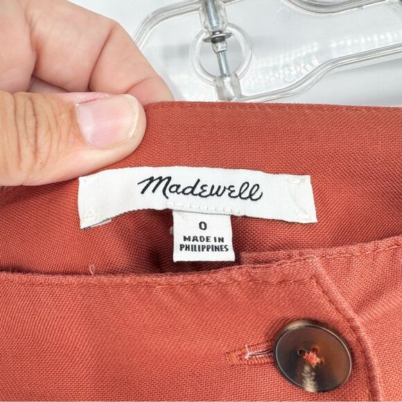 Madewell Palisade Button-Front Midi Skirt In Rusty Torch Orange Size 0 Preppy - Picture 10 of 15